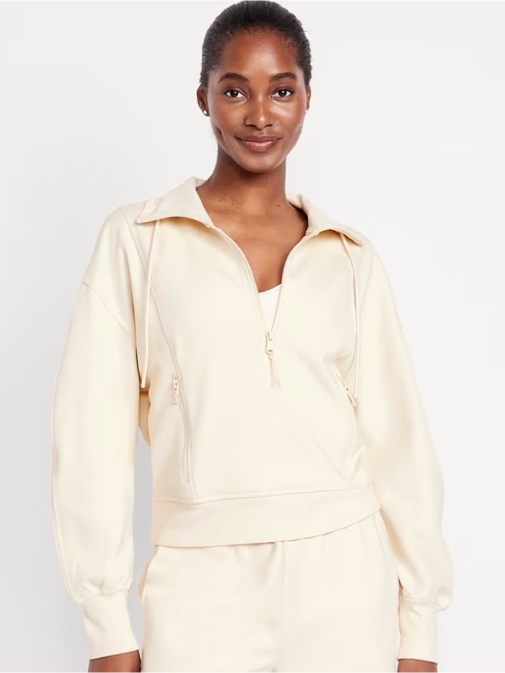Old Navy Cream Dynamic Fleece Half-Zip